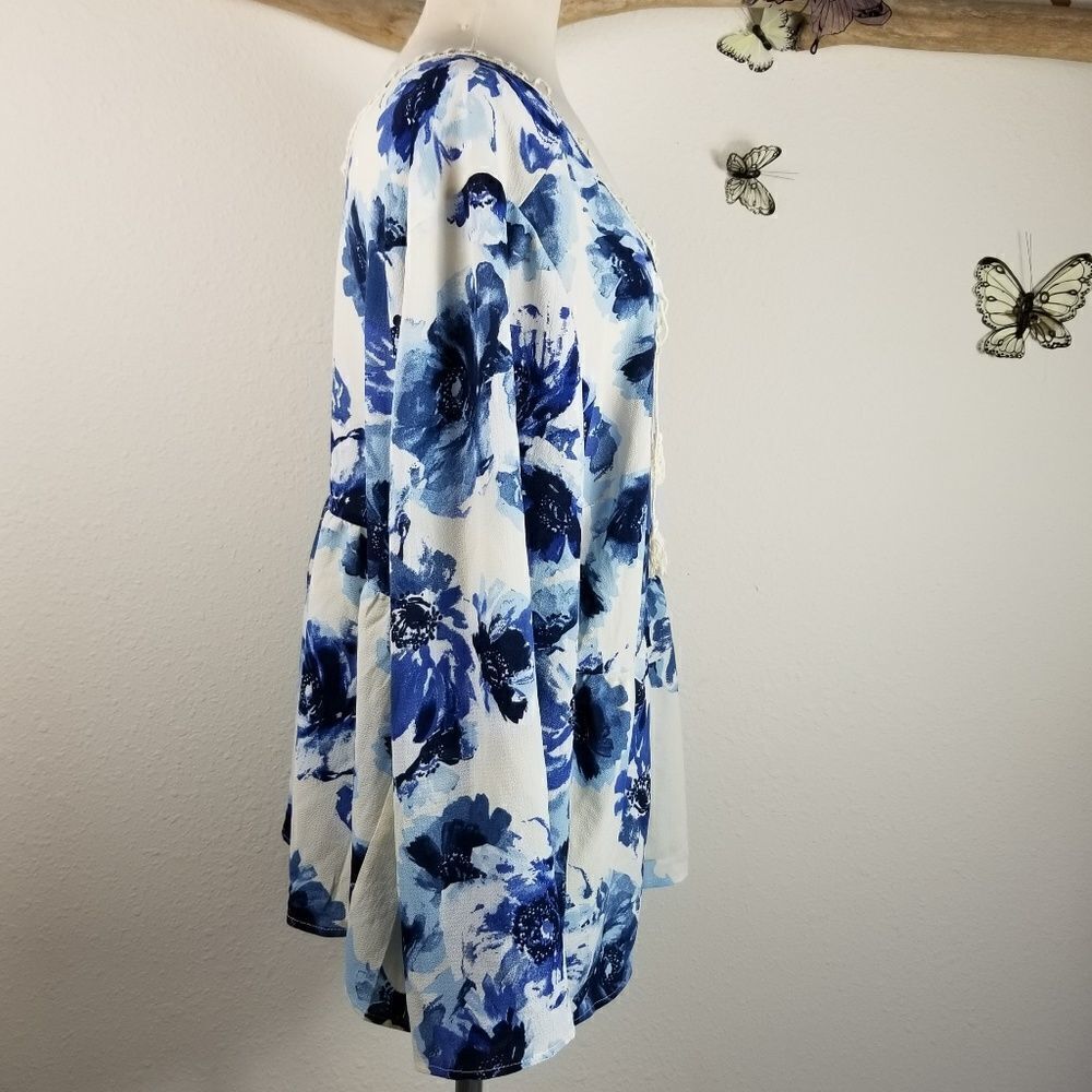 Unique Spectrum Plussize Boho Peasant Blouse - image 3